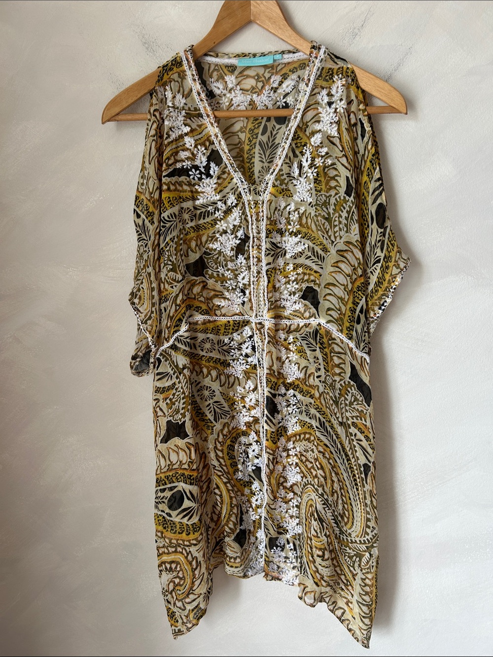 Blue illusion Resort Wear 100% Silk cover-up caftan beach summer tunic top